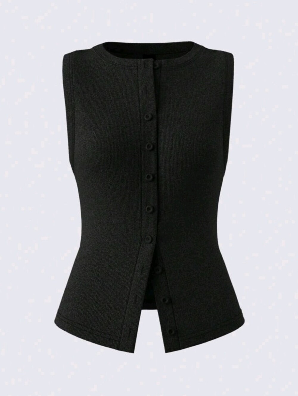 NWT Black Sleeveless Button-Front Top Large